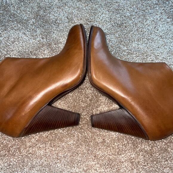 Donald J. Pliner Vachetta Ivy-35 Bootie Ankle Boots Tan Leather Block Heel Sz 9 - Picture 6 of 12